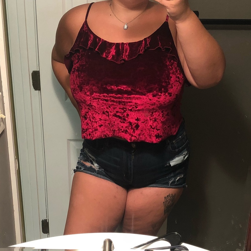 Red velvet crop top
